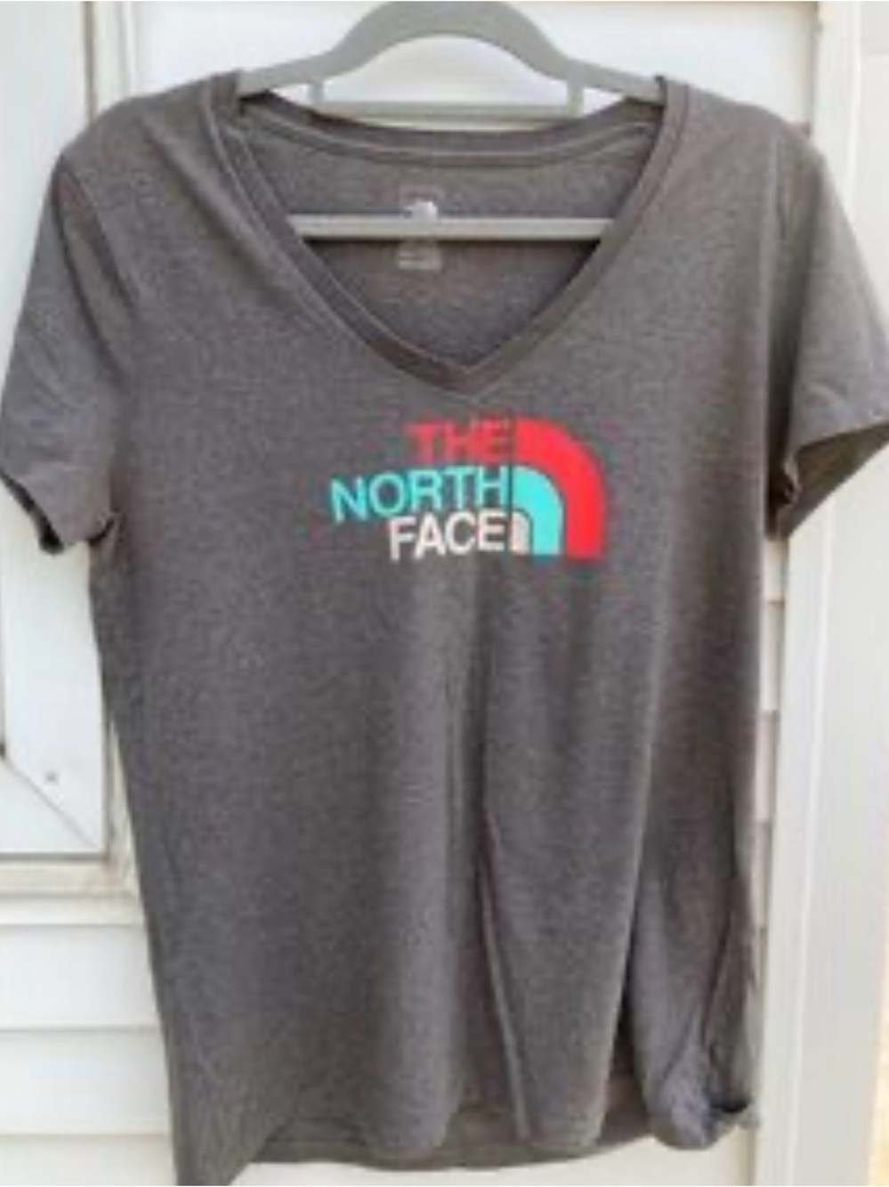 The North Face - Grey V-neck Short Sleeve Tee - Size M